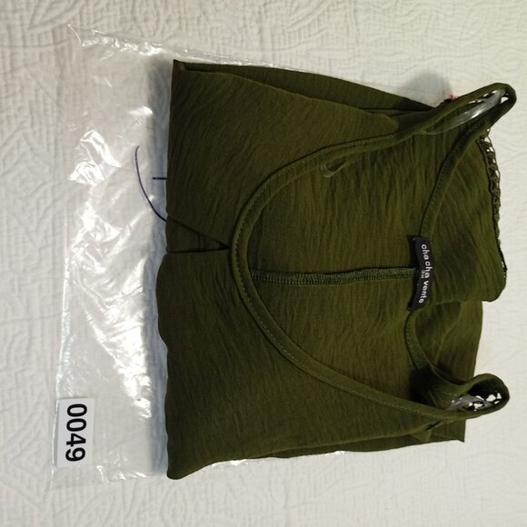 Cha Cha Vente Blouse Crochet Sleeve Detailing Elastic Hem Olive Green 3X Womens - Picture 9 of 9